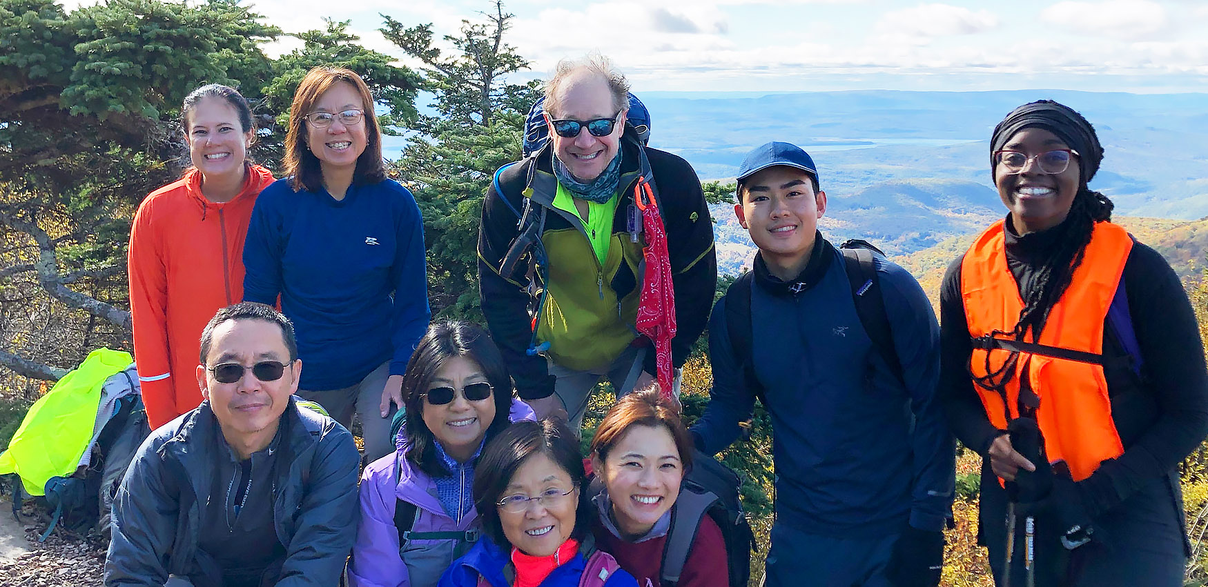 Photo of a group of people on a hiking trip from the Delaware Valley Chapter of the Appalachian Mountain Club.